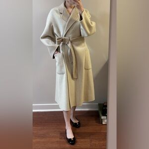 Kindersalmon double faced wool coat in oatmeal